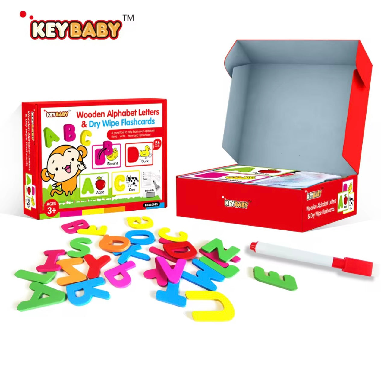 Wooden Alphabet Letters & Dry Wipe Flashcards